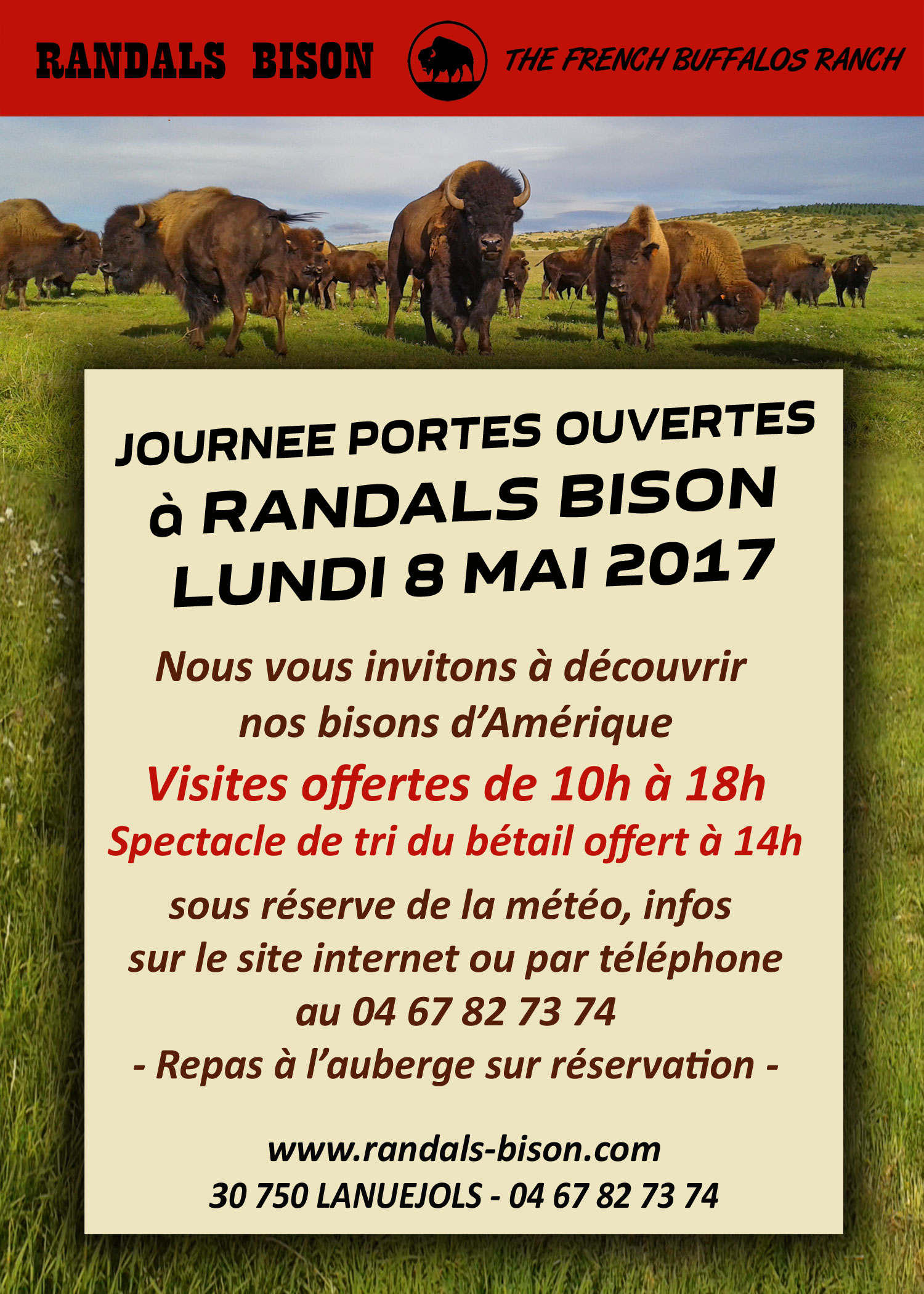 Journée Portes Ouvertes à Randals bison le 8 mai