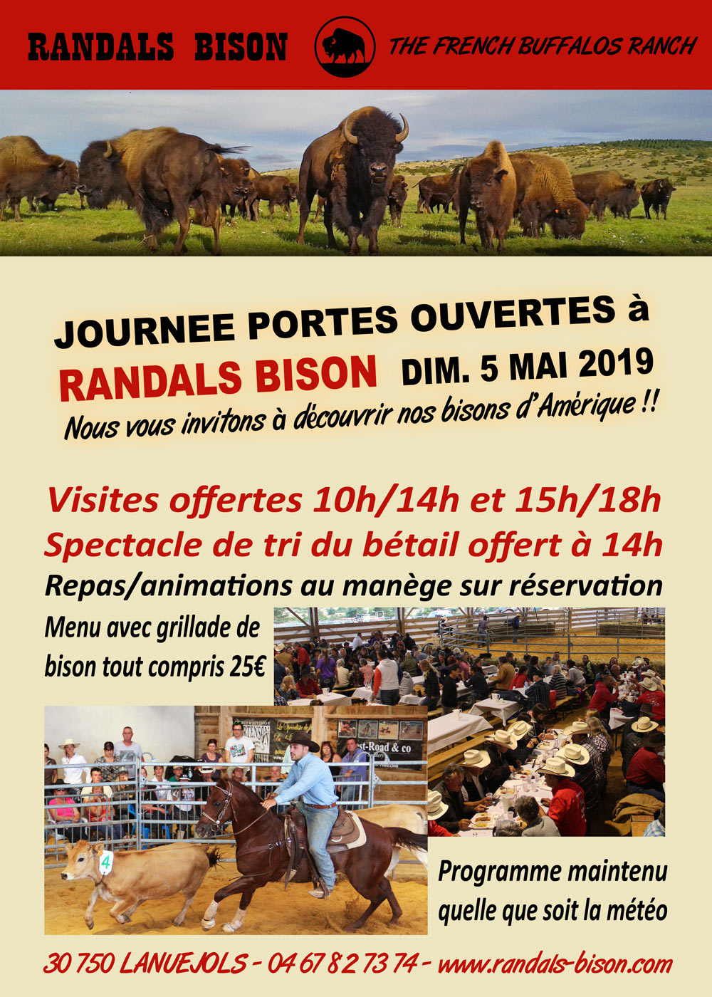 Journée Portes Ouvertes à Randals bison le 5 mai 2019