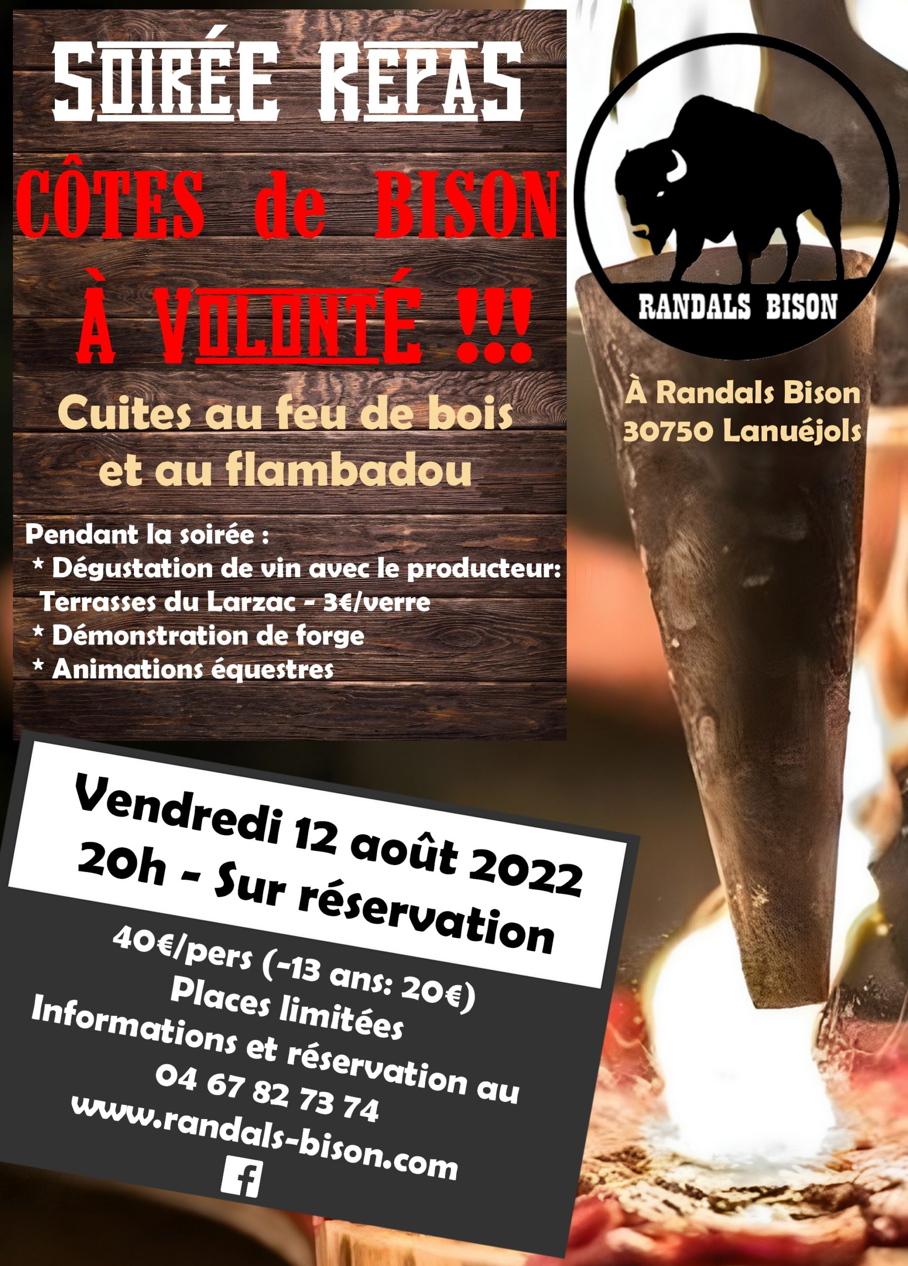 Soirée repas côtes de bison à volonté Soirée repas côtes de bison à volonté